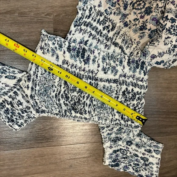 Poupette St. Barth White and Blue Off-Shoulder Mini Sundress - Picture 5 of 6